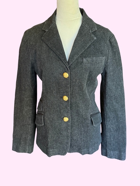 Ralph Lauren Jackets & Blazers - Vintage Ralph Lauren Black Denim Equestrian Blazer Gold Crest Buttons 14 fits L